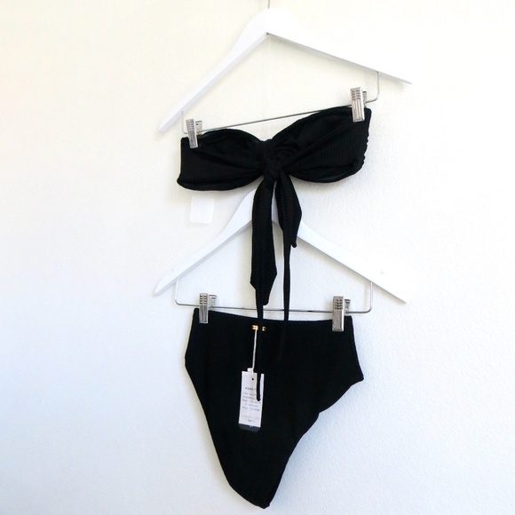 NEW! Kenny Flowers Mykonos Soft Eco Luxe Ribbed Bandeau Bikini Top & Bottom SZ S - Picture 10 of 14